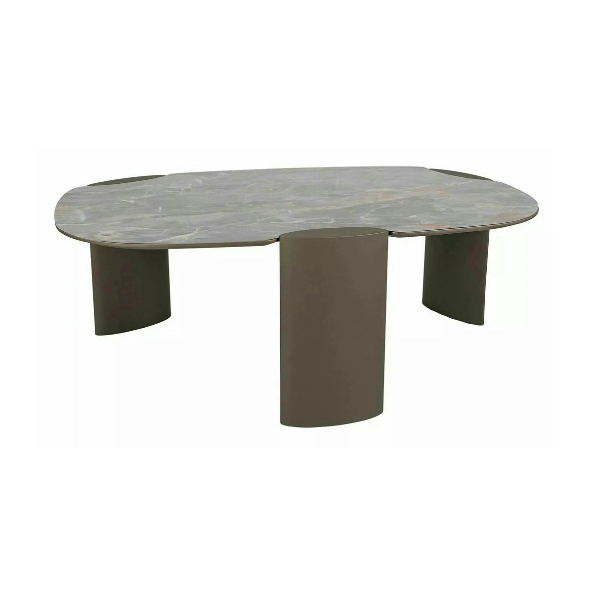Măsuță cafea ADORO A, gri lucios/cupru, ceramică/metal/MDF, 118x75x43 cm