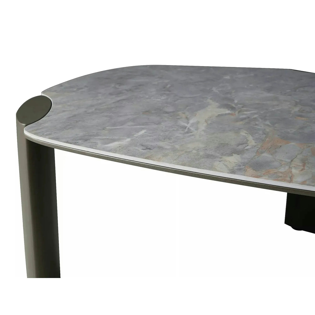 Măsuță cafea ADORO A, gri lucios/cupru, ceramică/metal/MDF, 118x75x43 cm