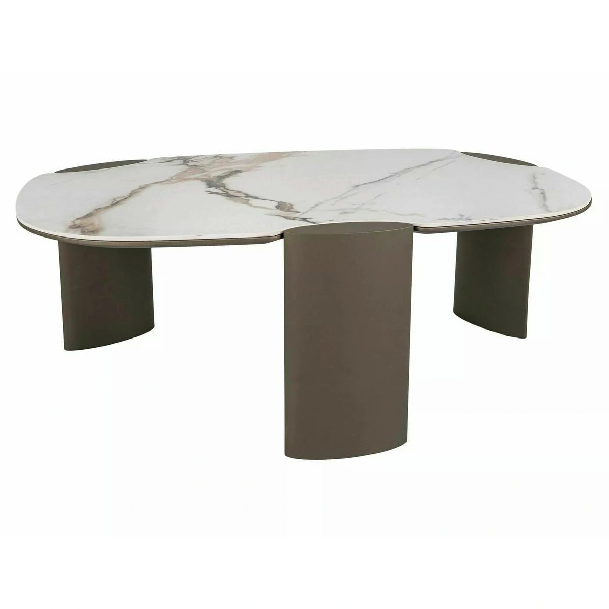 Măsuță cafea ADORO B, alb lucios/cupru, ceramică/metal/MDF, 105x65x38 cm
