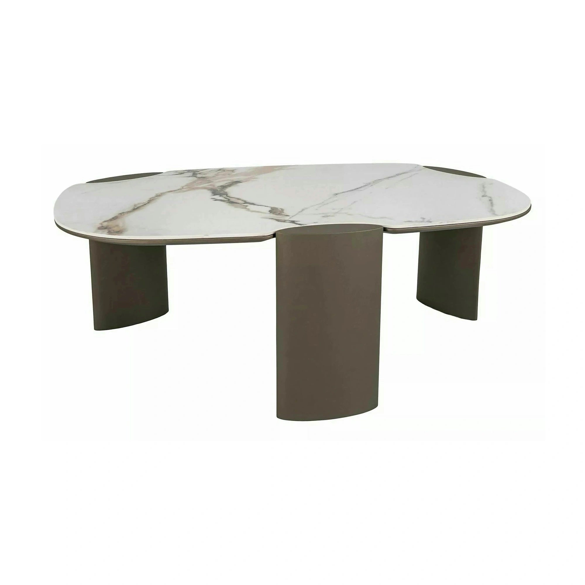 Măsuță cafea ADORO B, alb lucios/cupru, ceramică/metal/MDF, 105x65x38 cm