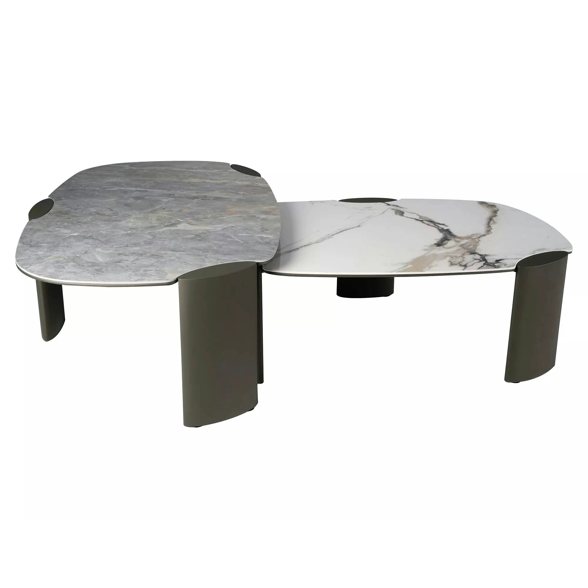 Măsuță cafea ADORO B, alb lucios/cupru, ceramică/metal/MDF, 105x65x38 cm