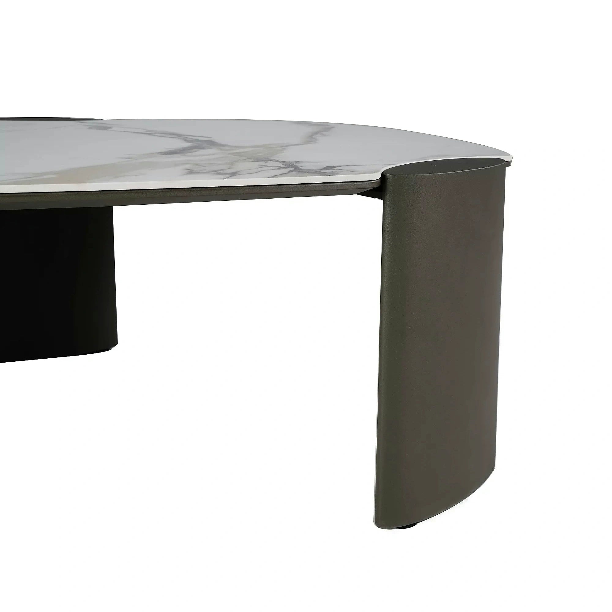 Măsuță cafea ADORO B, alb lucios/cupru, ceramică/metal/MDF, 105x65x38 cm