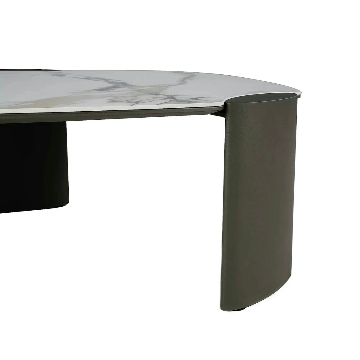 Măsuță cafea ADORO B, alb lucios/cupru, ceramică/metal/MDF, 105x65x38 cm