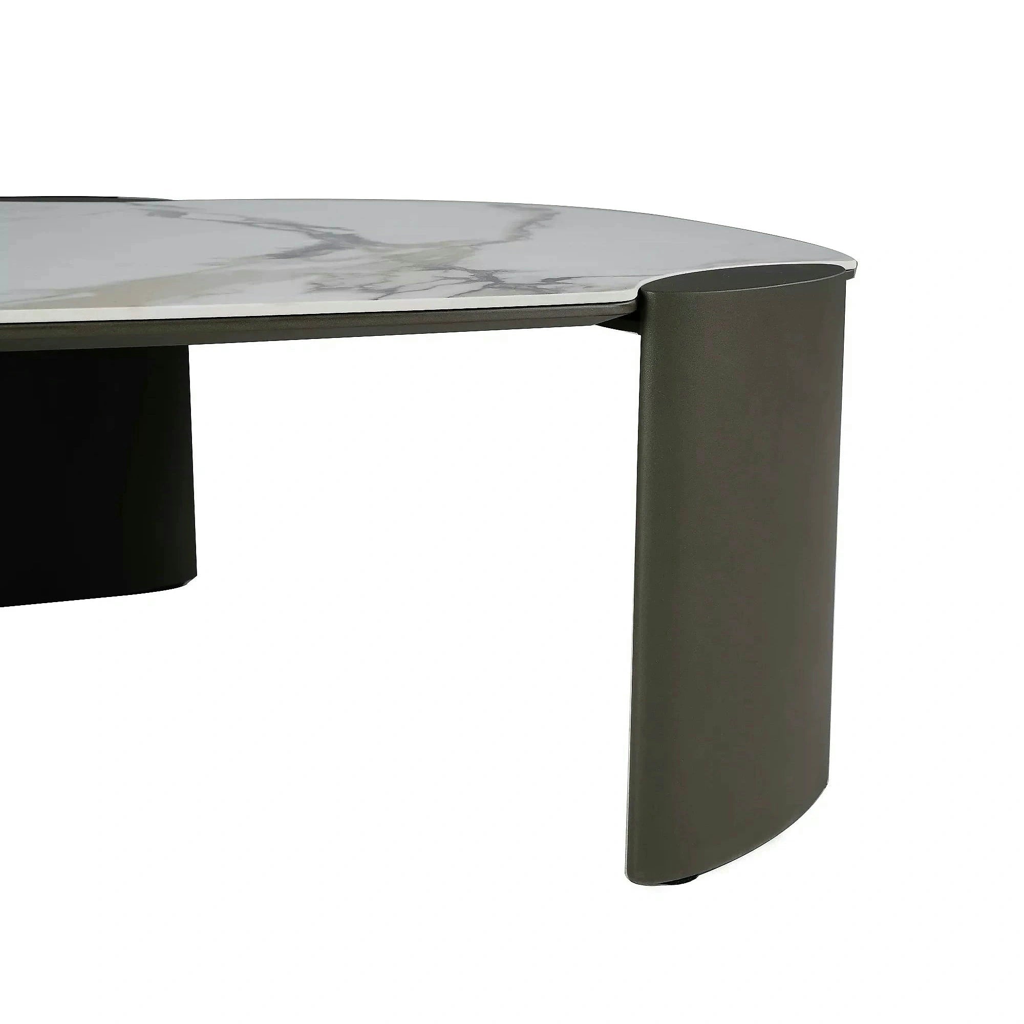 Măsuță cafea ADORO B, alb lucios/cupru, ceramică/metal/MDF, 105x65x38 cm