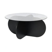 Masuta cafea AERIS, negru/fumuriu, PAL/sticla, 75x75x35 cm