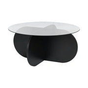 Masuta cafea AERIS, negru/fumuriu, PAL/sticla, 75x75x35 cm