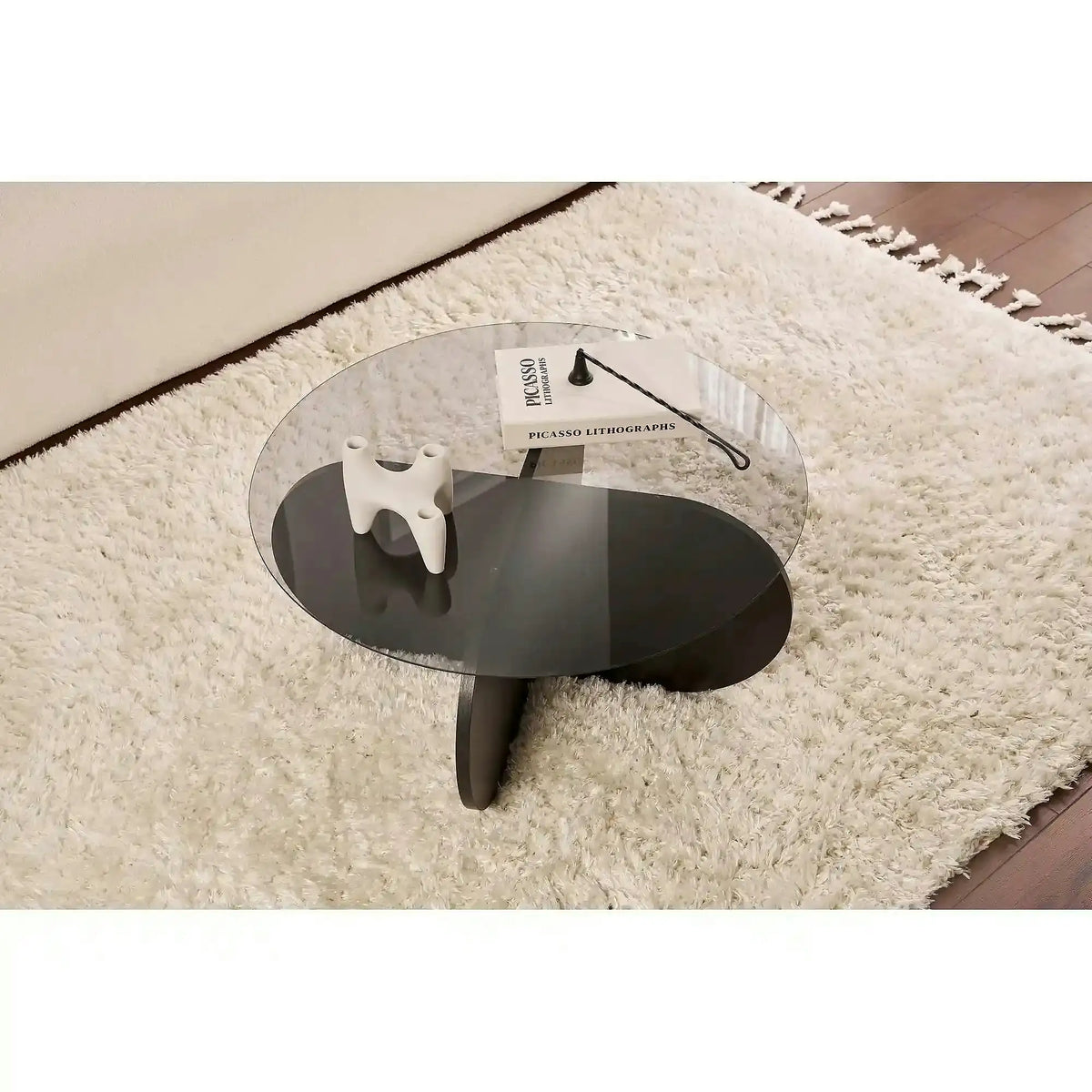Masuta cafea AERIS, negru, PAL/sticla, 75x75x35 cm