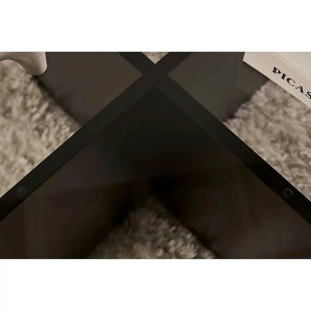 Masuta cafea AERIS, negru, PAL/sticla, 75x75x35 cm