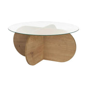 Masuta cafea AERIS, stejar, PAL/sticla, 75x75x35 cm