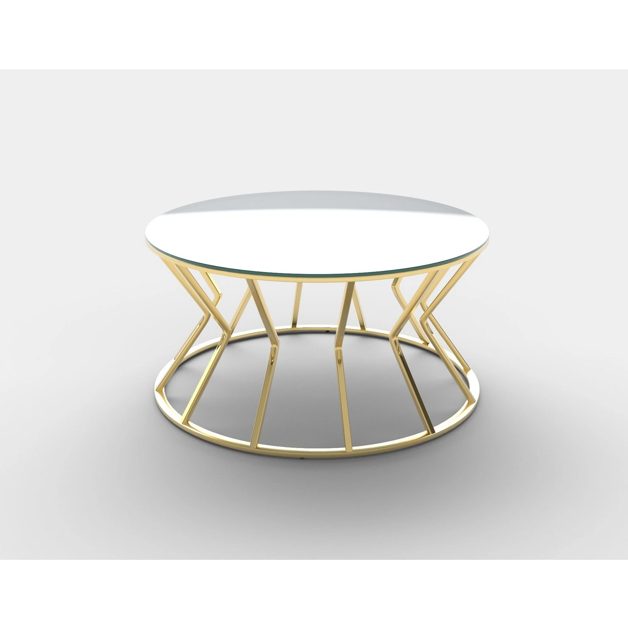 Masuta cafea AFINA, oglinda/auriu, sticla/otel, 90x90x46 cm