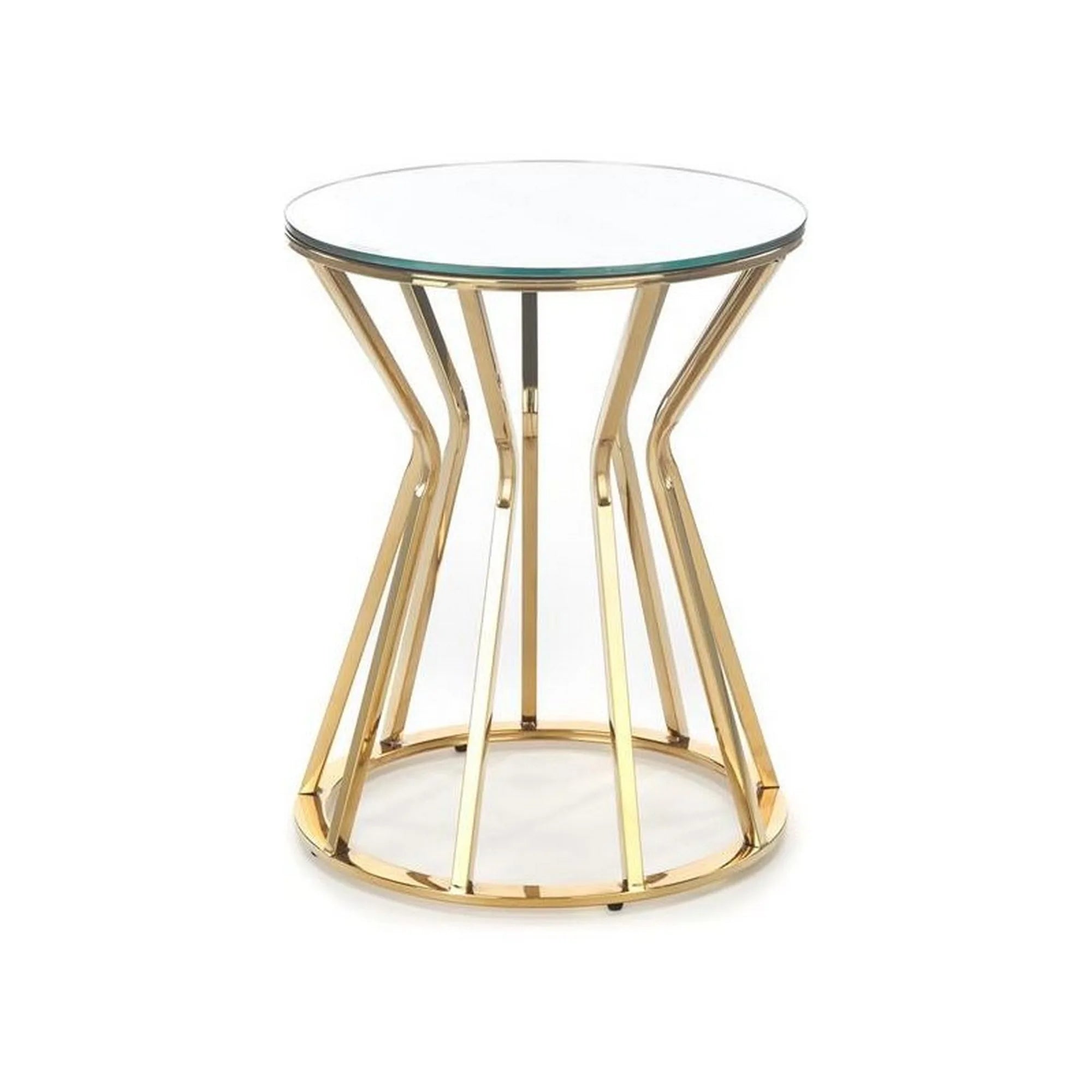 Masuta cafea AFINA S, oglinda/auriu, sticla/otel, 45x45x50 cm