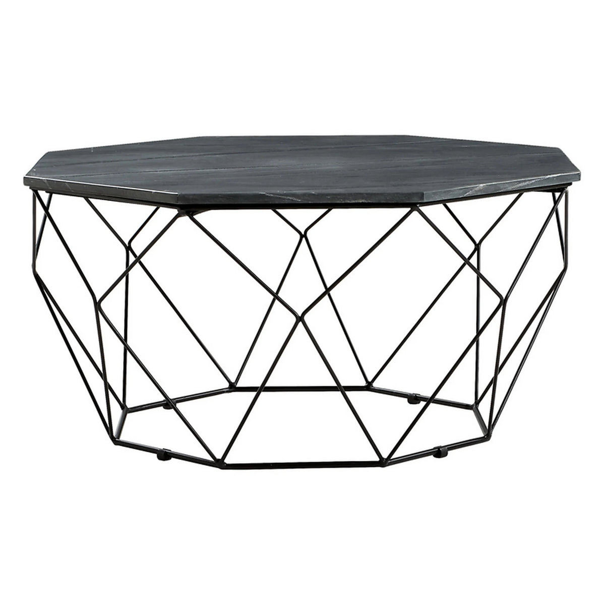 Masuta cafea AIDA, negru, marmura/metal, 84x84x43 cm