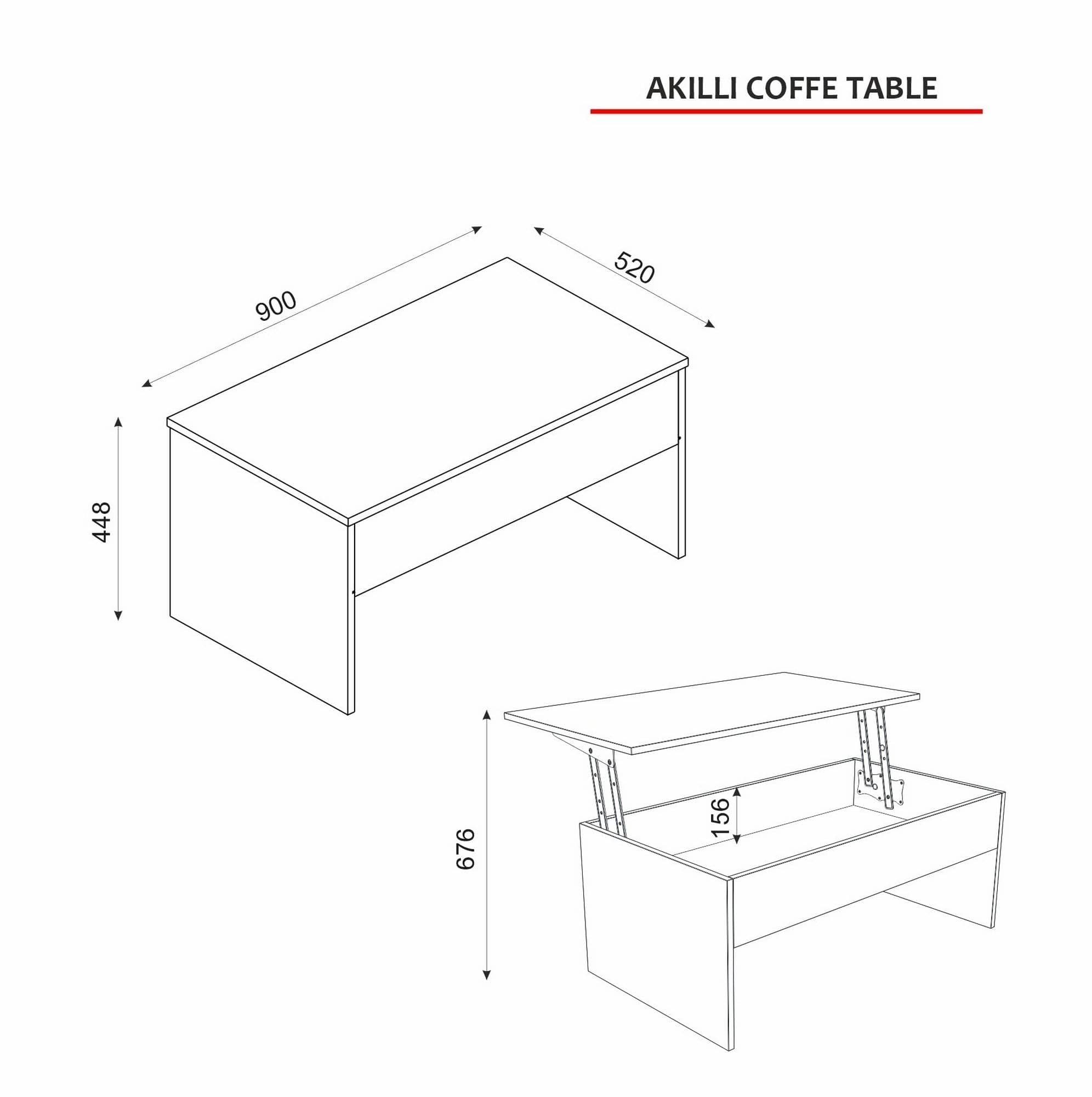 Masuta cafea AKILLI, crem, PAL melaminat, 90x45x52 cm