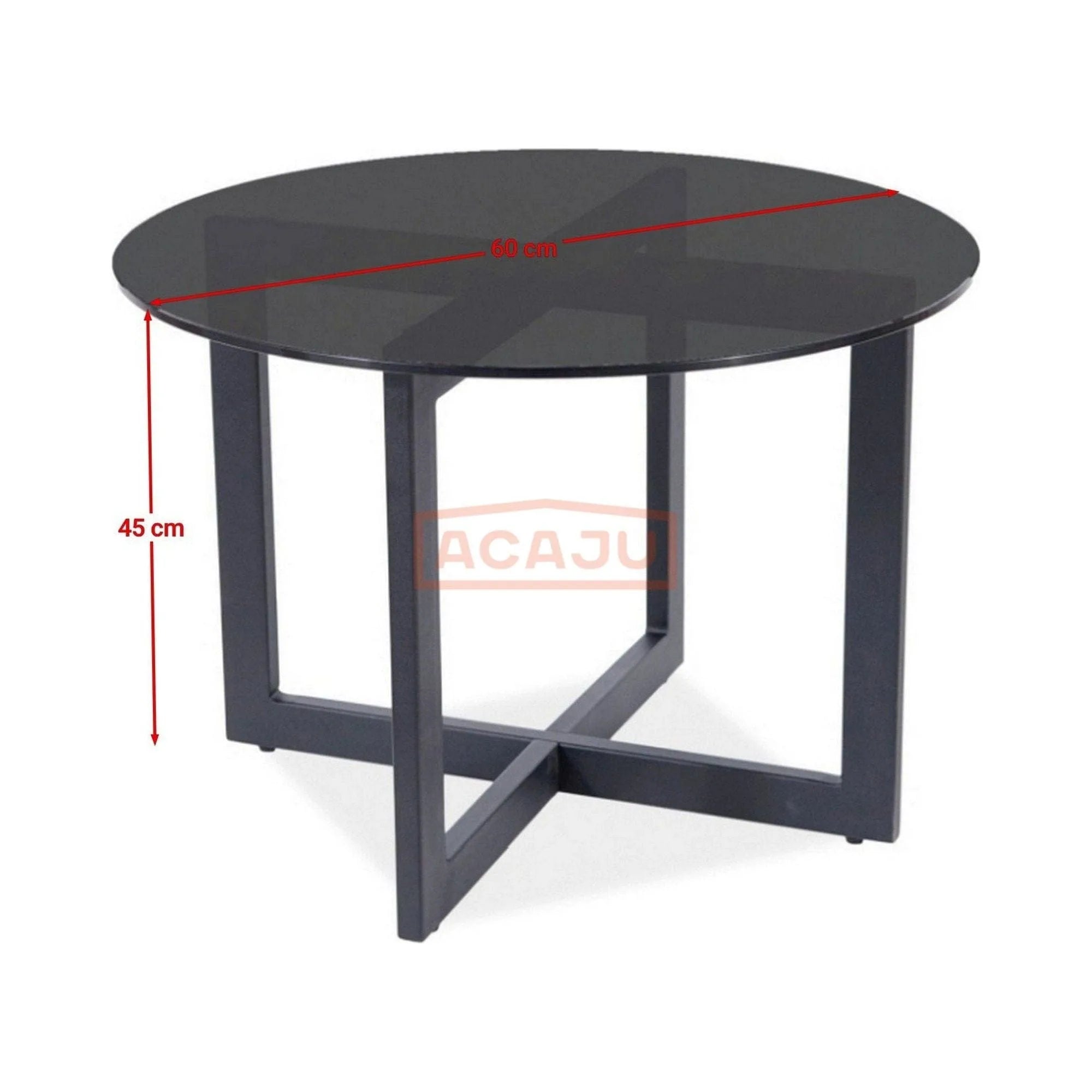 Masuta cafea ALMERIA B, negru, sticla temperata/metal, 60x45 cm
