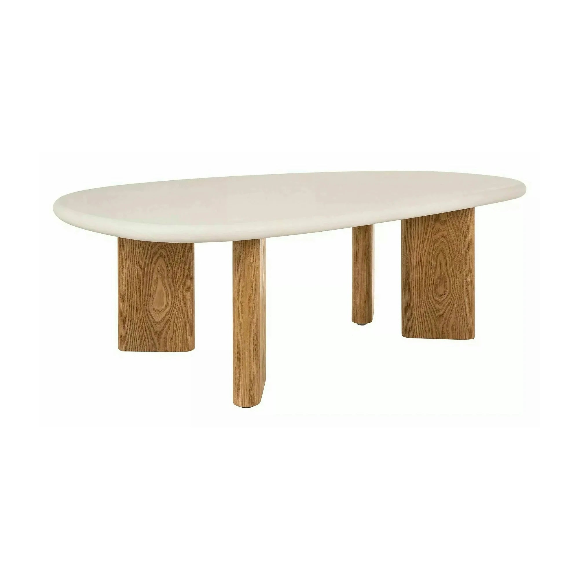 Măsuță cafea ALPEN, ecru/stejar, MDF/microciment/furnir, 130x80x42 cm