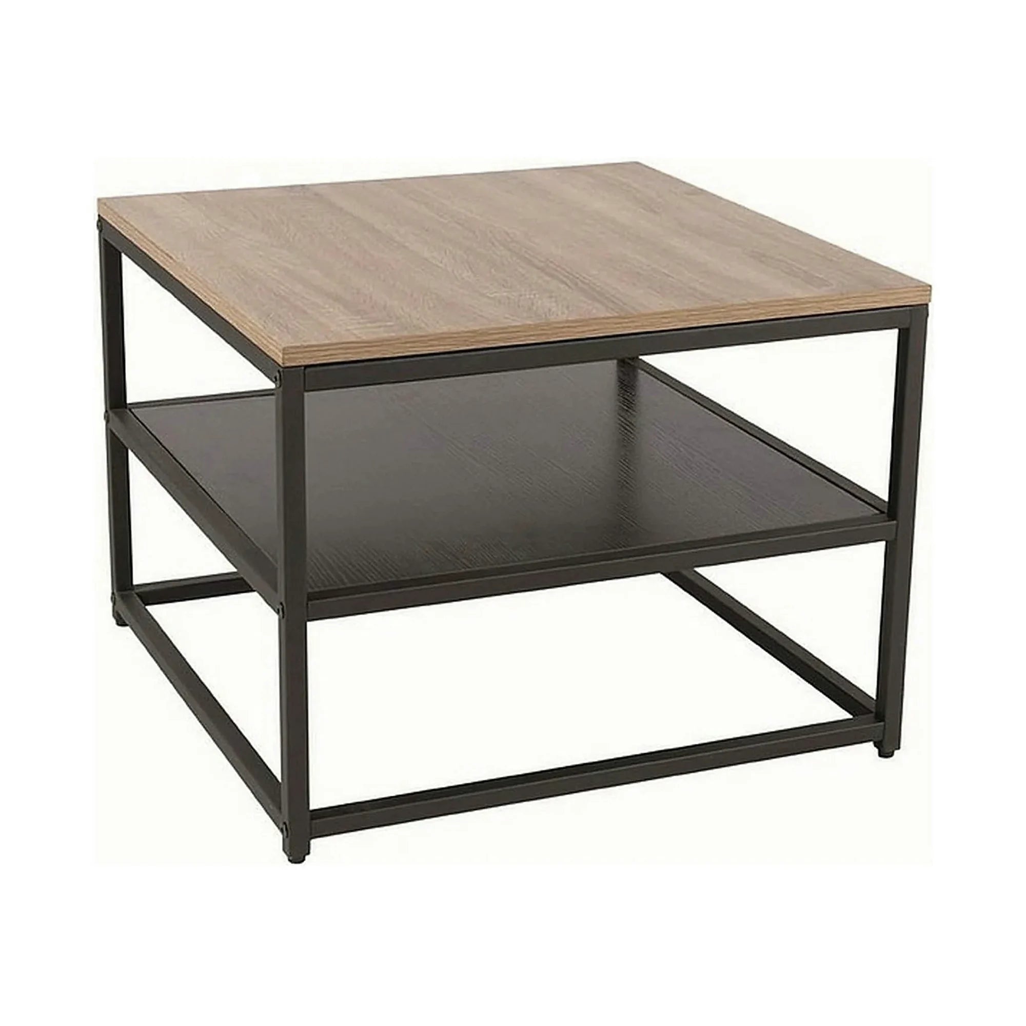 Masuta cafea AMBER B, stejar/negru, metal, 55x55x42 cm