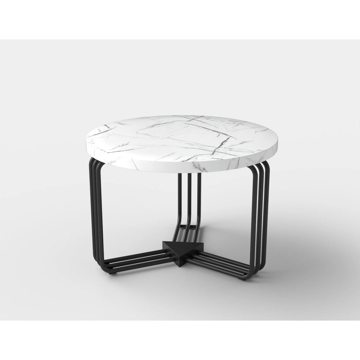 Masuta cafea ANTICA M, alb cu efect de marmura/negru, 55x55x41 cm