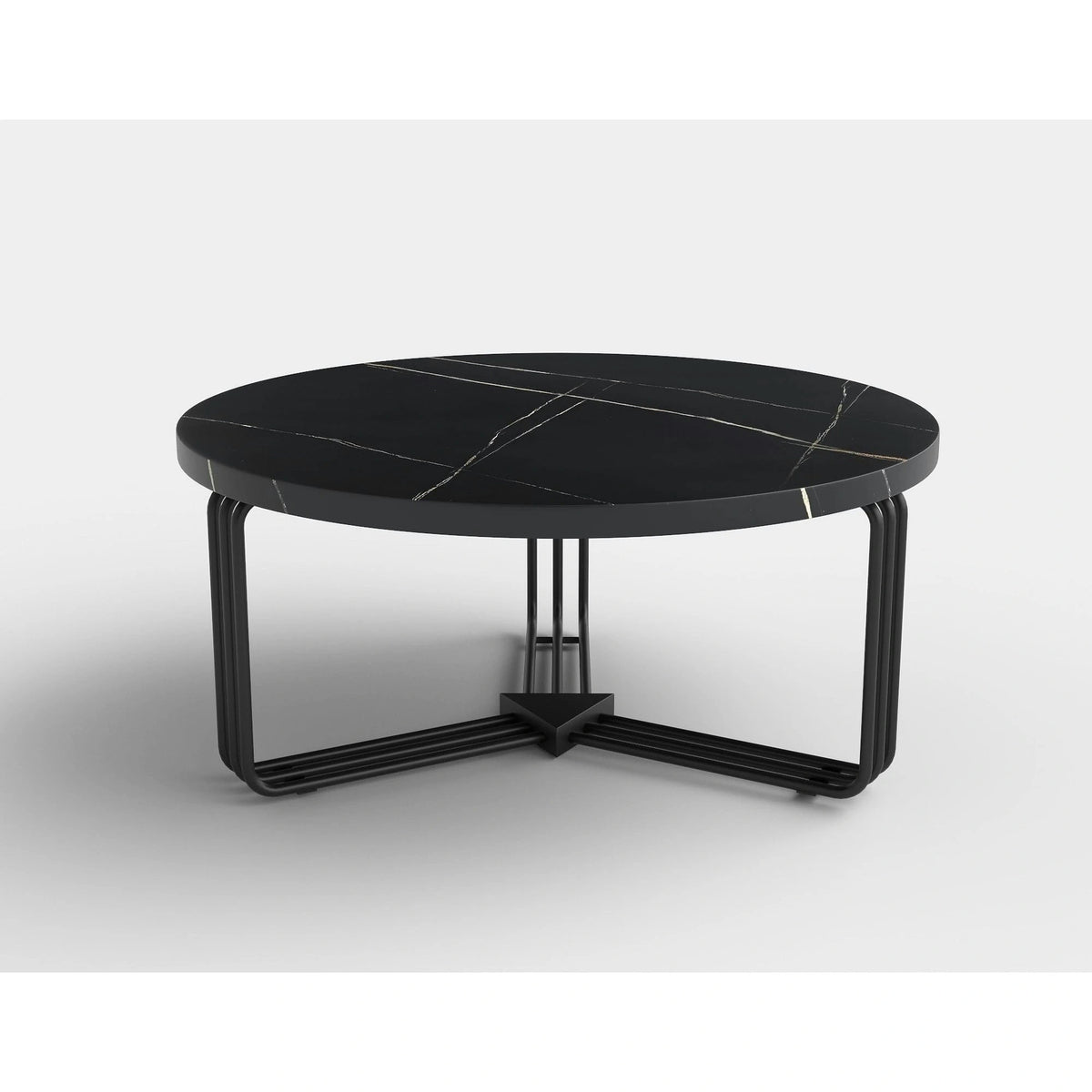 Masuta cafea ANTICA, negru cu efect de marmura/negru, 80x80x36 cm