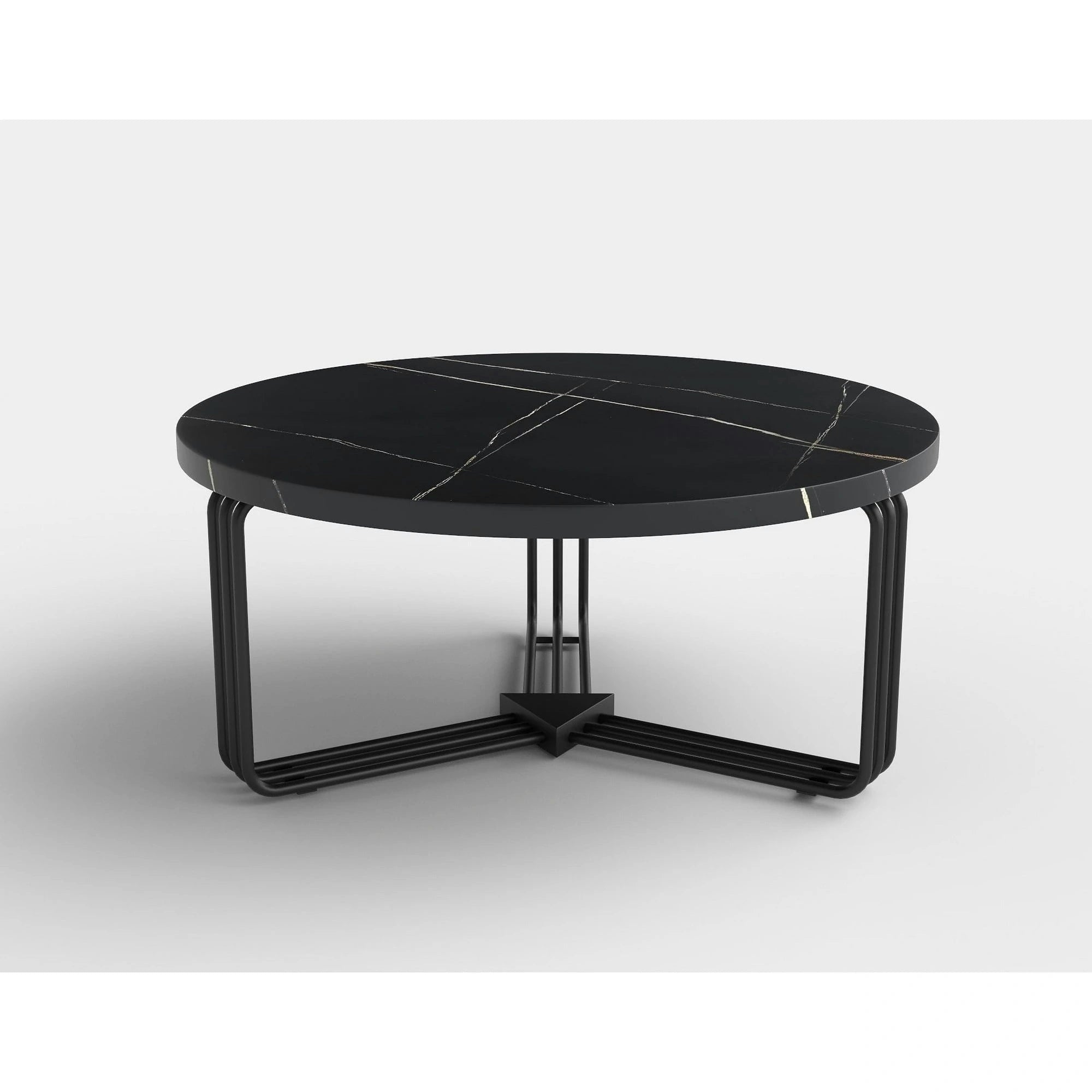 Masuta cafea ANTICA, negru cu efect de marmura/negru, 80x80x36 cm