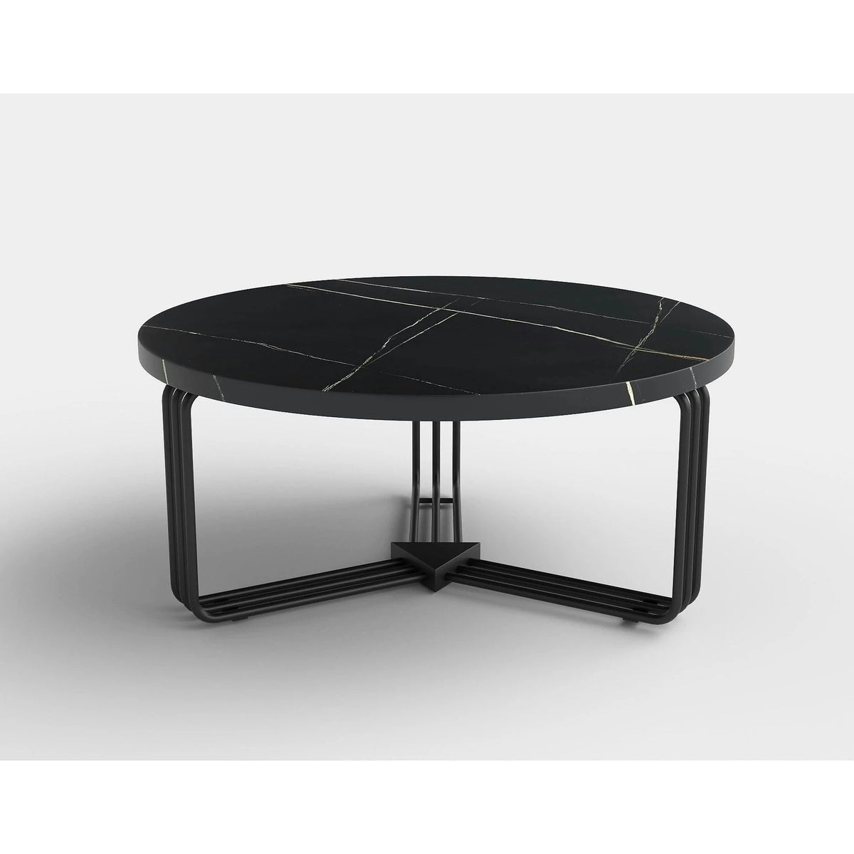 Masuta cafea ANTICA, negru cu efect de marmura/negru, 80x80x36 cm