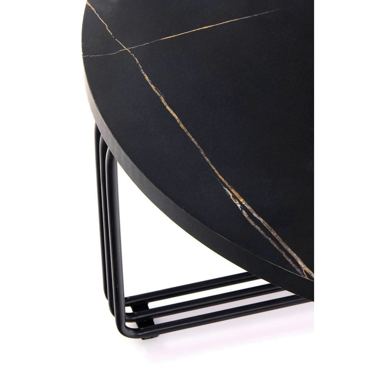 Masuta cafea ANTICA, negru cu efect de marmura/negru, 80x80x36 cm