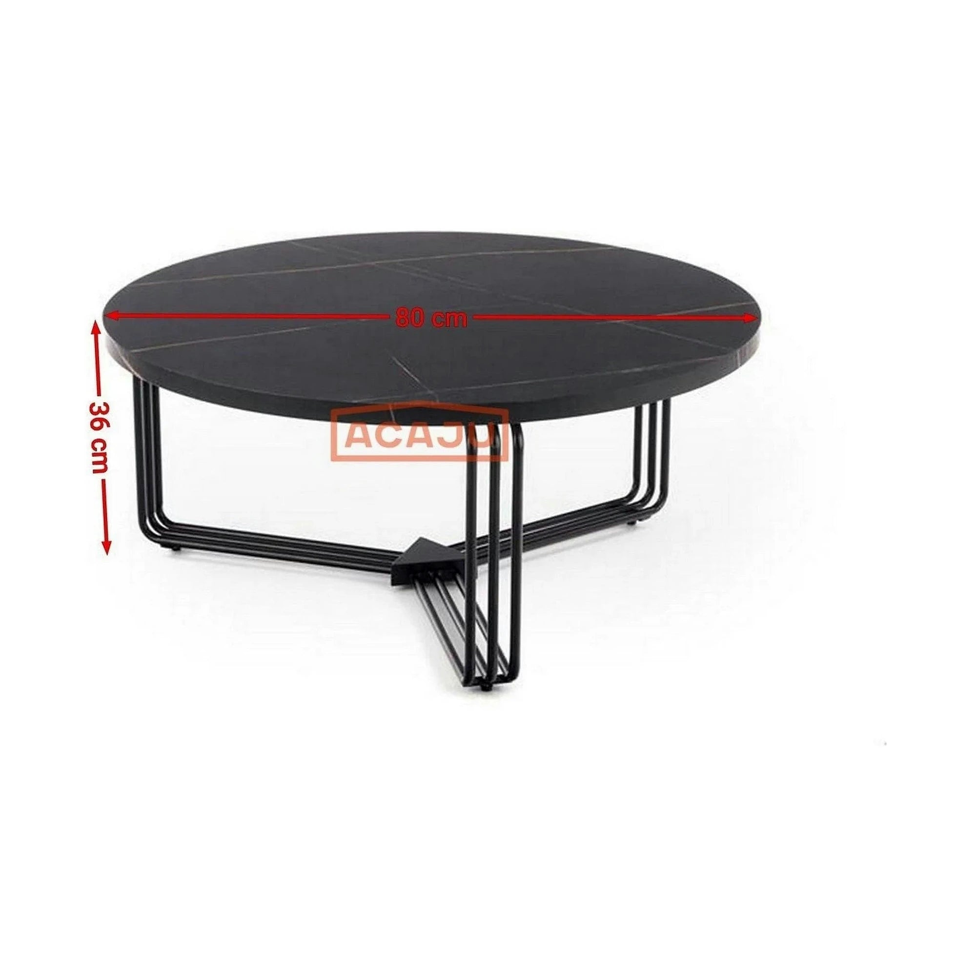Masuta cafea ANTICA, negru cu efect de marmura/negru, 80x80x36 cm