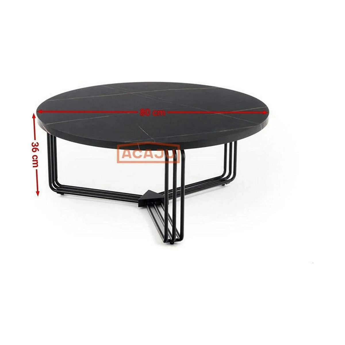 Masuta cafea ANTICA, negru cu efect de marmura/negru, 80x80x36 cm