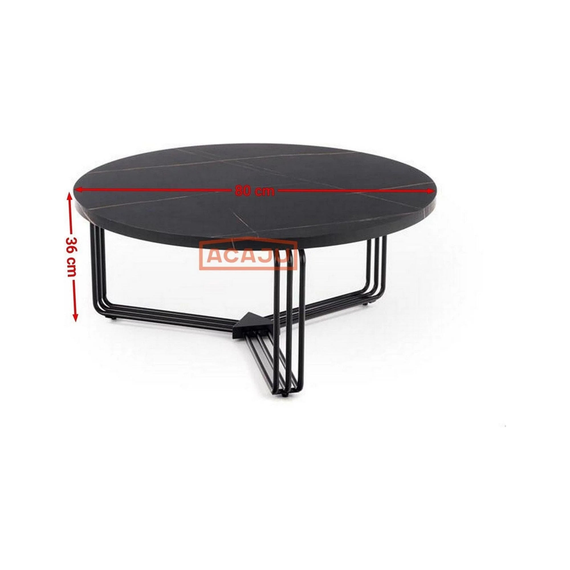 Masuta cafea ANTICA, negru cu efect de marmura/negru, 80x80x36 cm