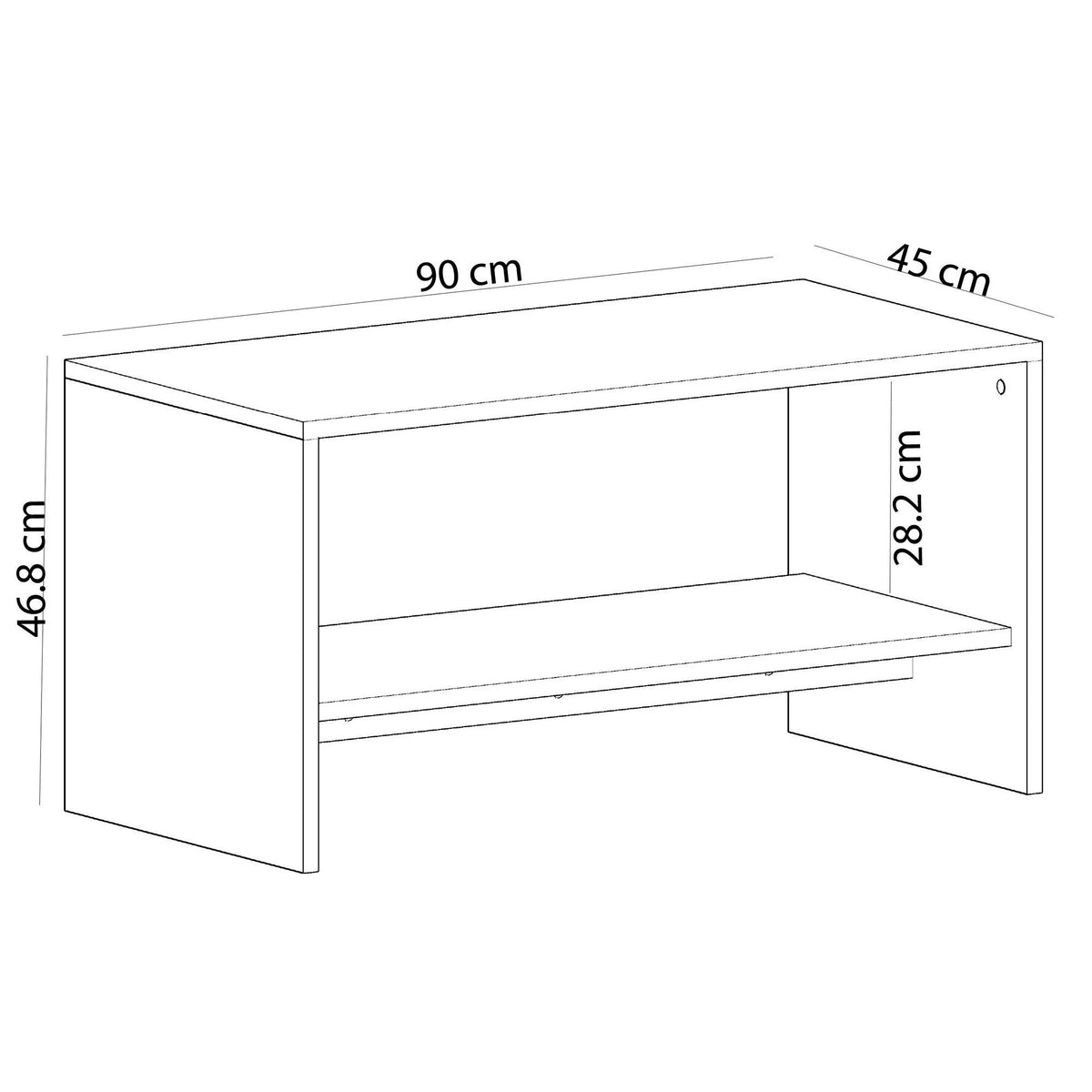 Masuta cafea APOLLON, alb cu efect de marmura, PAL melaminat, 90x45x47 cm