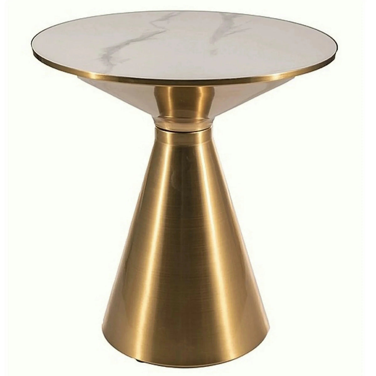 Masuta cafea ARIES, alb lucios/auriu, ceramica/metal, 50x53 cm