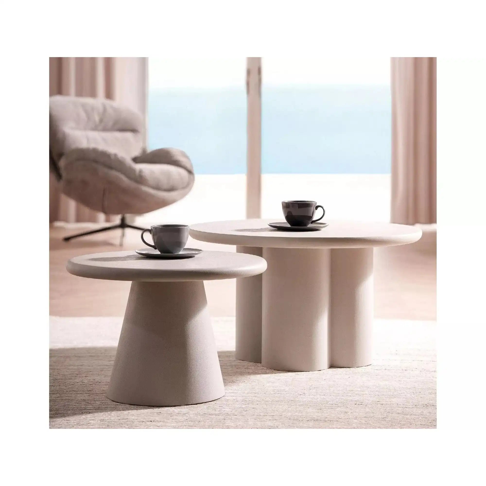 Masuta cafea AURORA, gri deschis, microciment, 60x40 cm