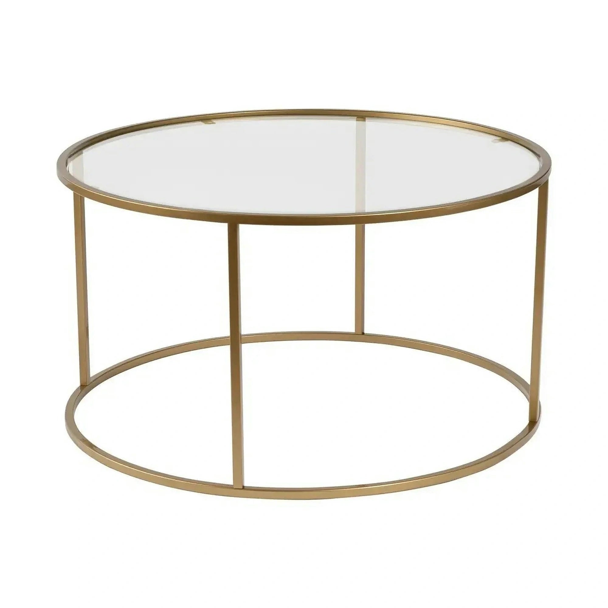 Masuta cafea AURUM, auriu, sticla/metal, 80x80x43 cm