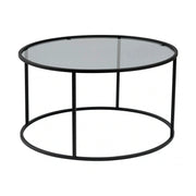 Masuta cafea AURUM, negru, sticla/metal, 80x80x43 cm