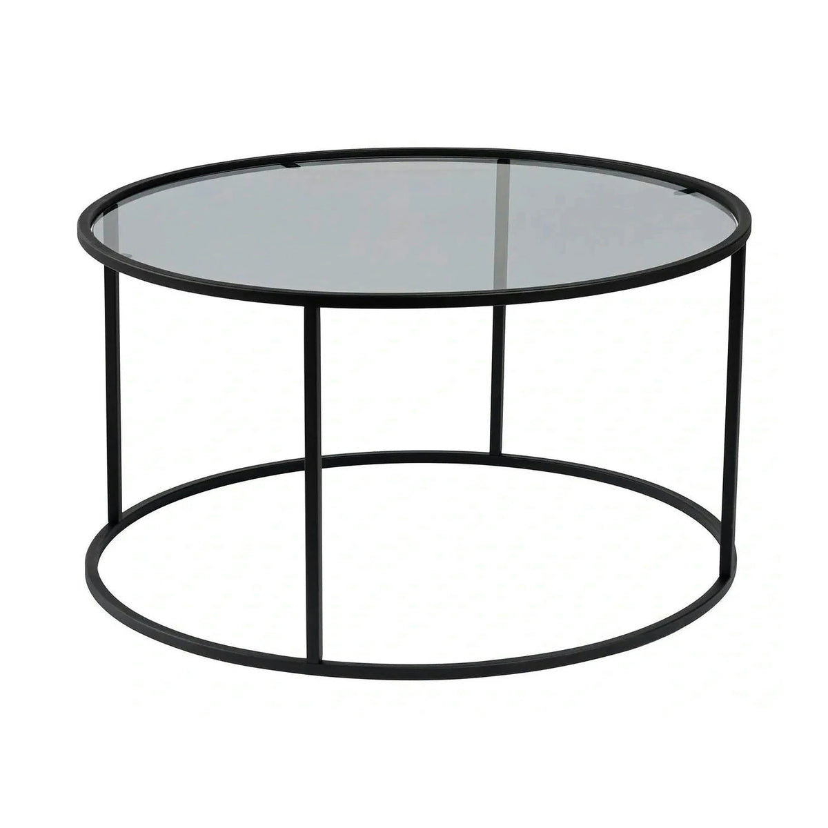 Masuta cafea AURUM, negru, sticla/metal, 80x80x43 cm