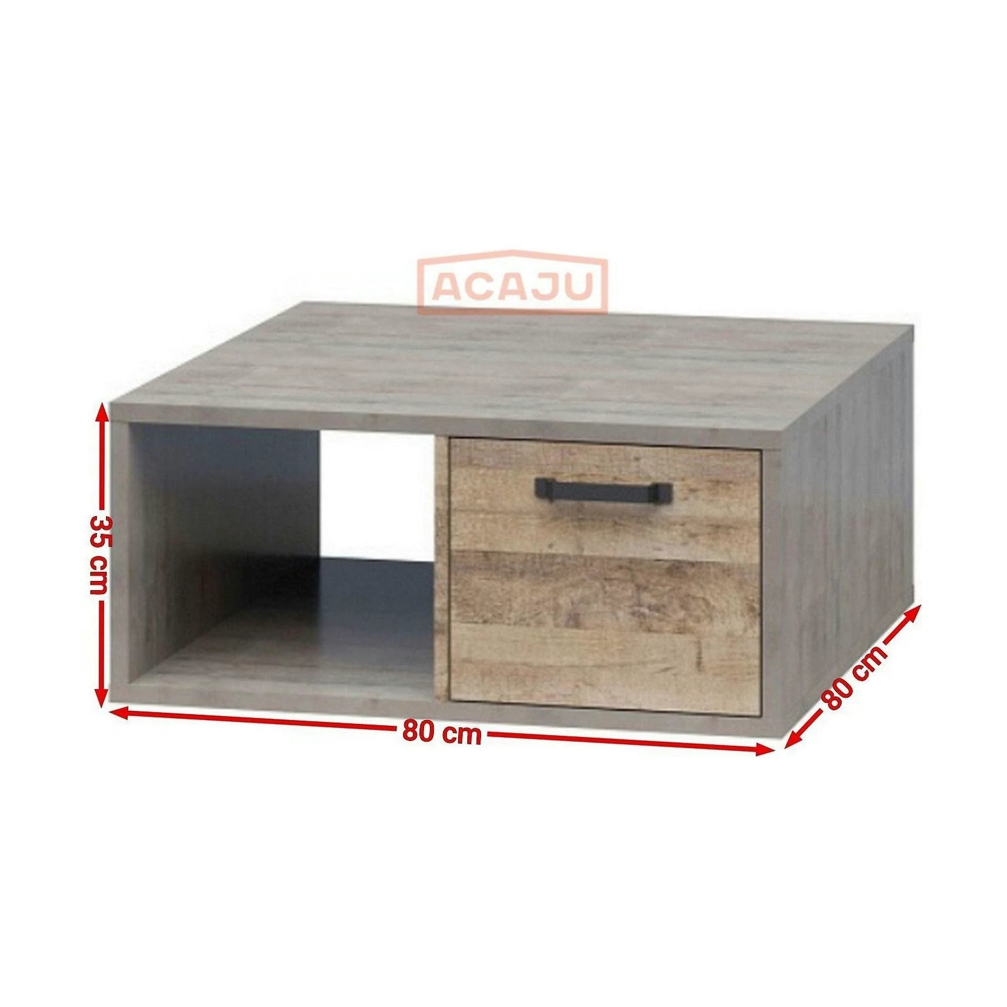 Masuta cafea Bari, stejar nisip/gri, PAL laminat, 80x80x35 cm