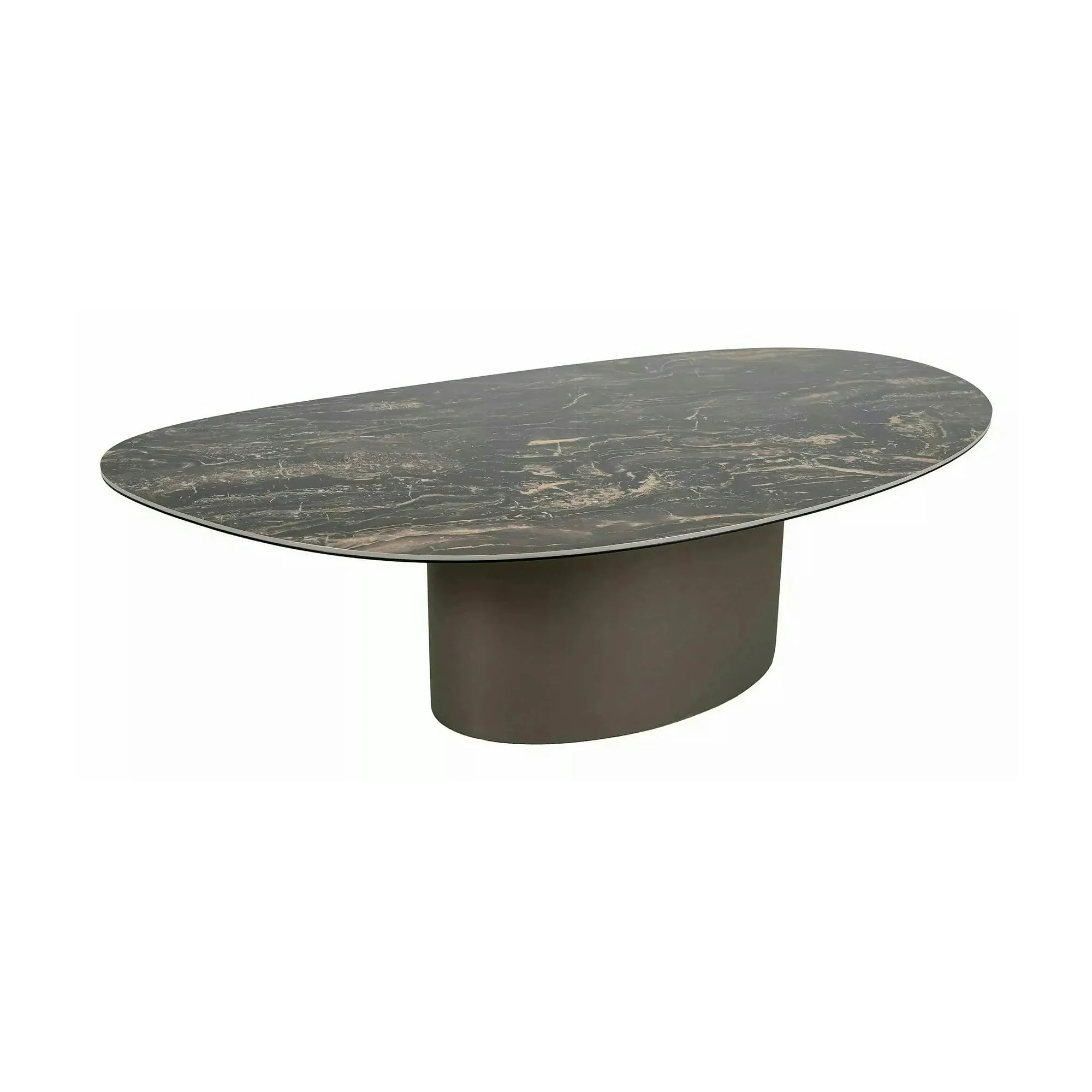 Măsuță cafea BELLO A, negru lucios/cupru, ceramică/sticlă securizată/metal, 140x80x38 cm
