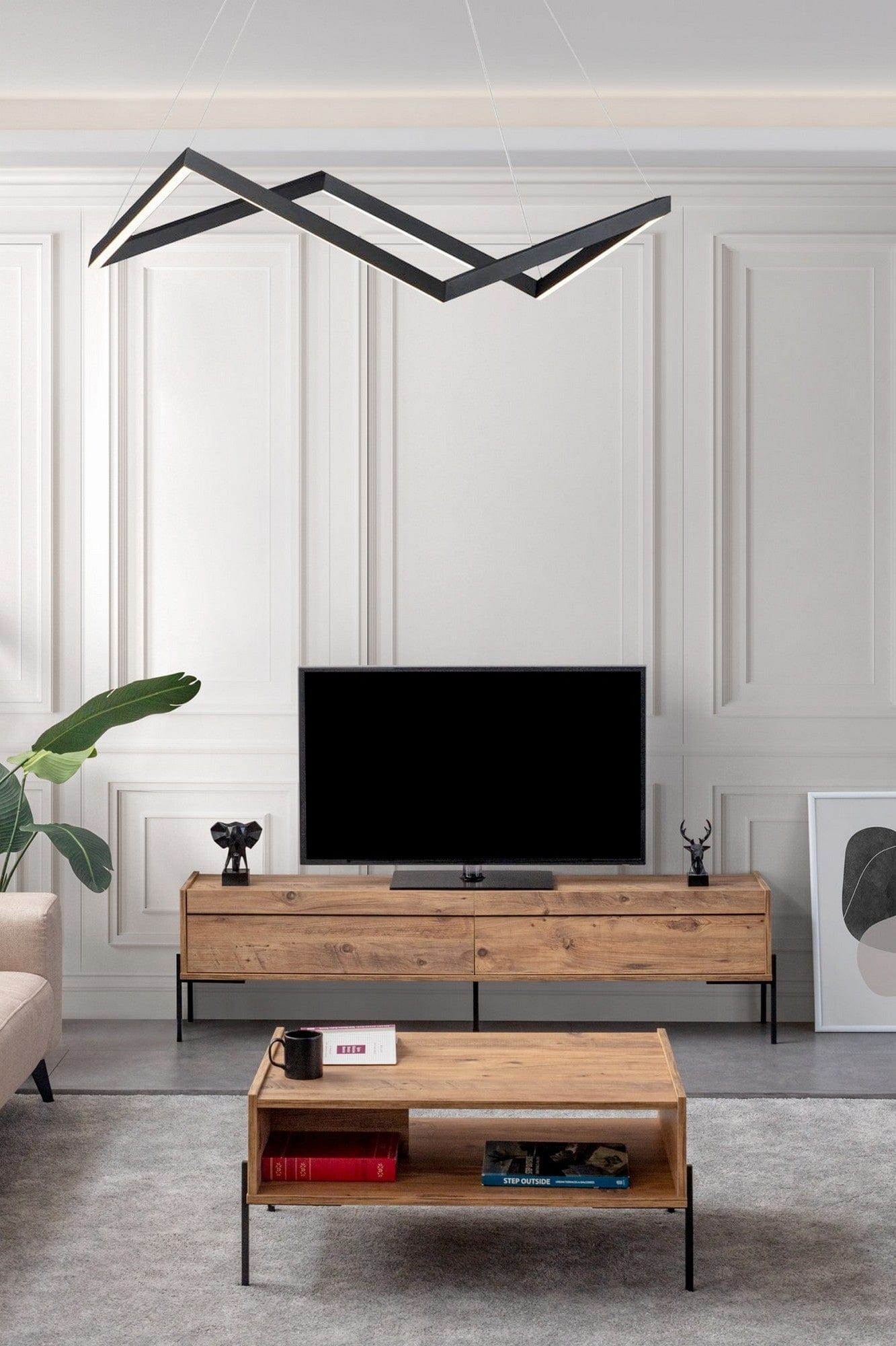 Masuta cafea BESKAR, stejar/negru, PAL melaminat/metal, 90x60x43 cm