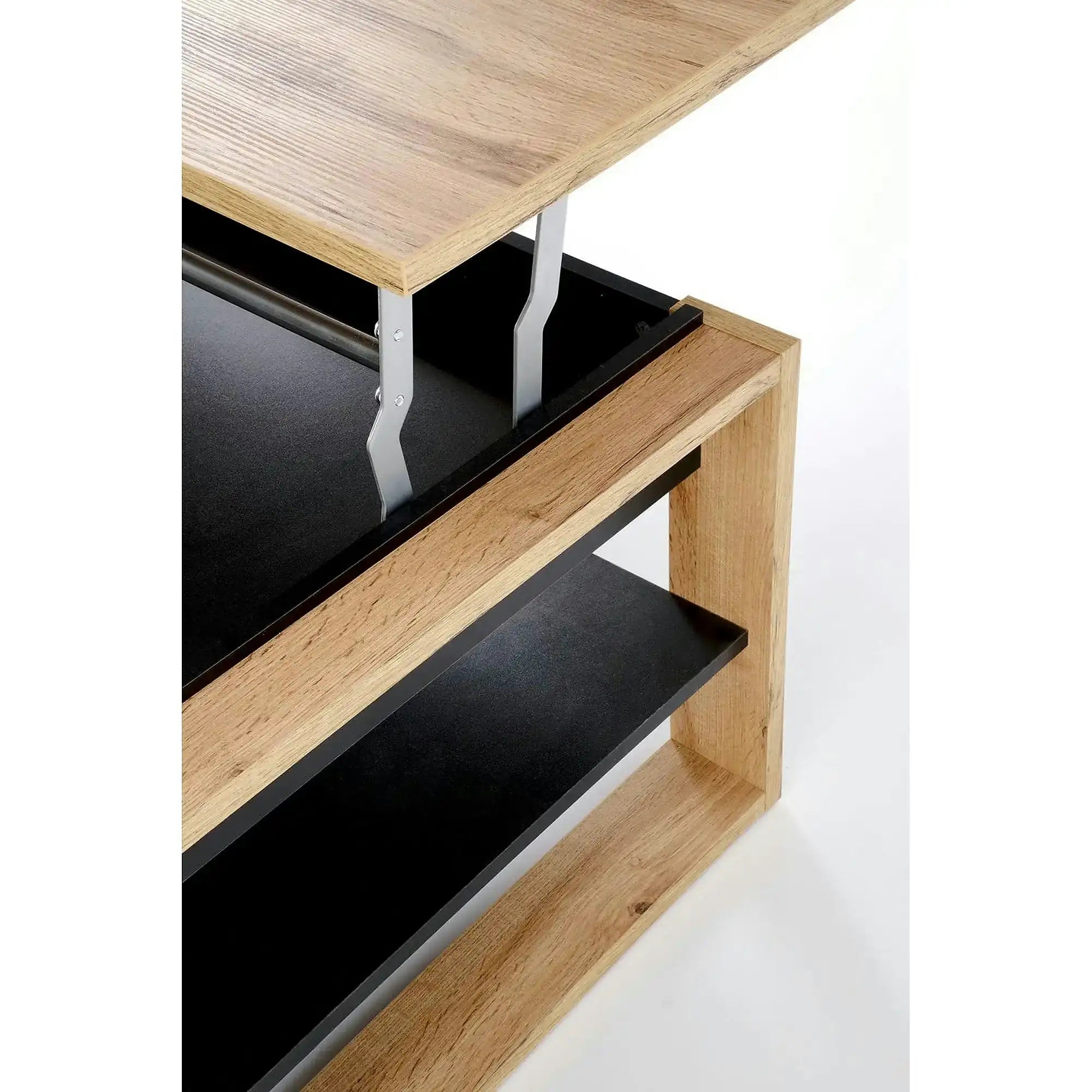 Masuta cafea BETTY, stejar artisan/negru, PAL laminat, 120x65/92x50/72 cm