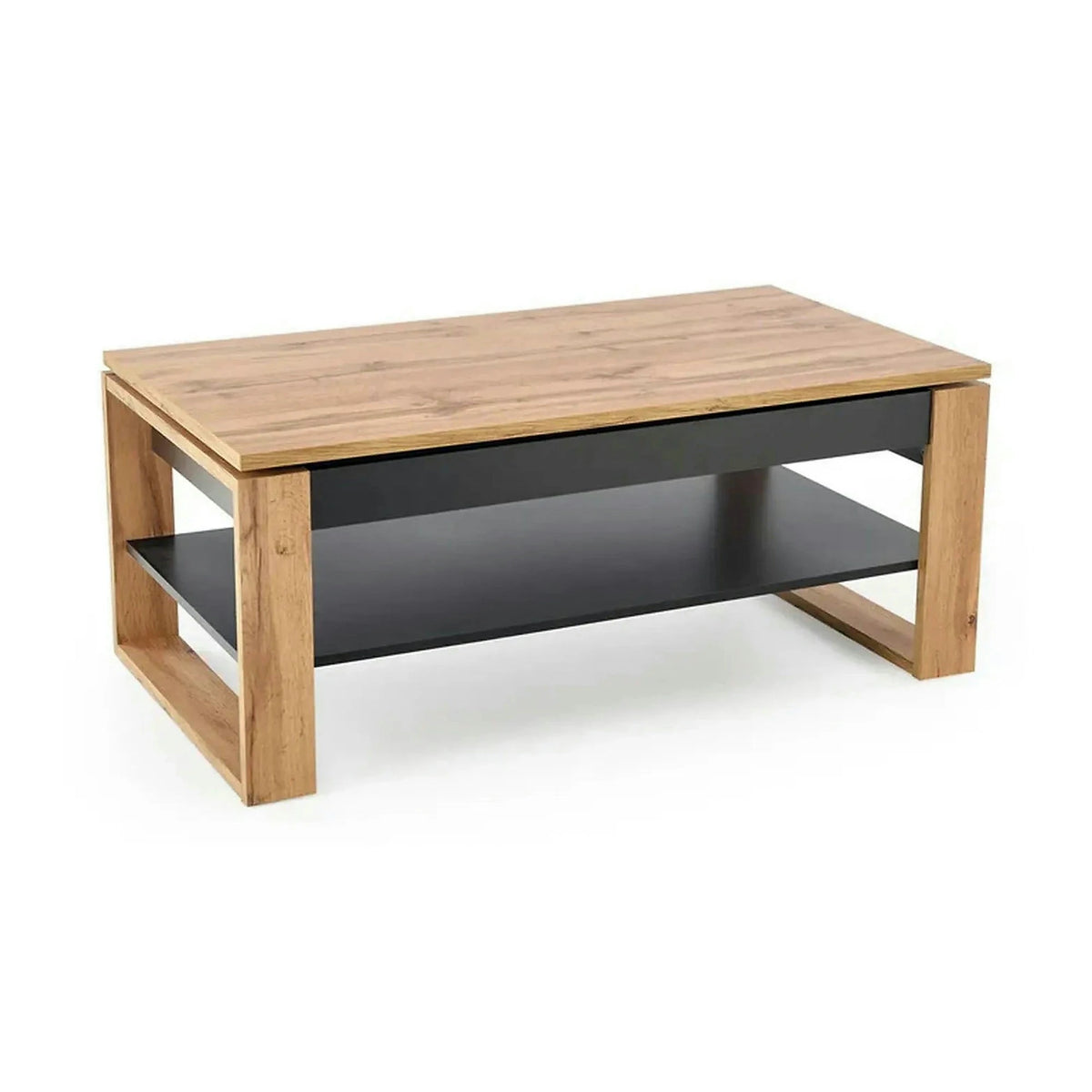 Masuta cafea BETTY, stejar artisan/negru, PAL laminat, 120x65/92x50/72 cm