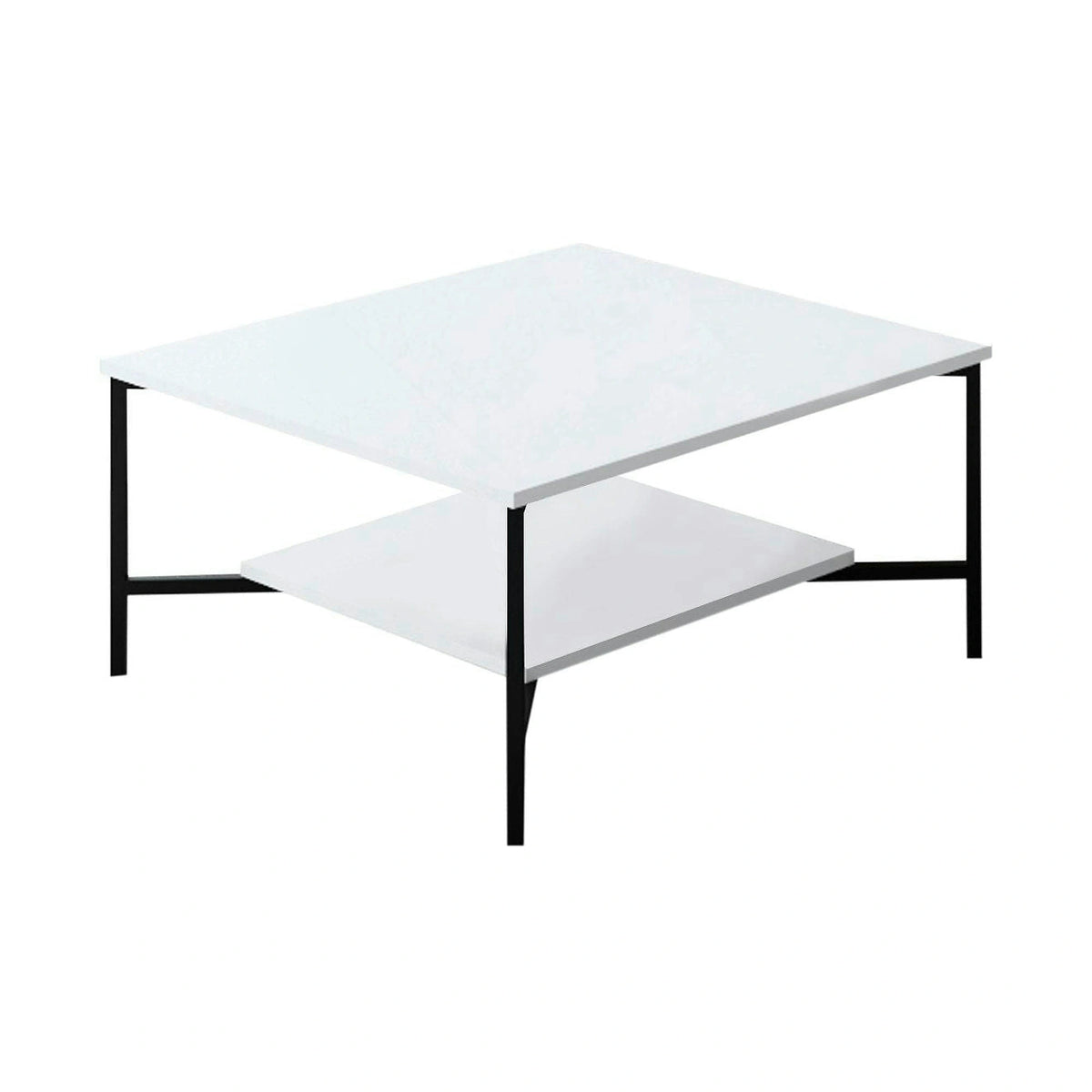Masuta cafea Black Line, alb/negru, PAL, 80x80x40 cm