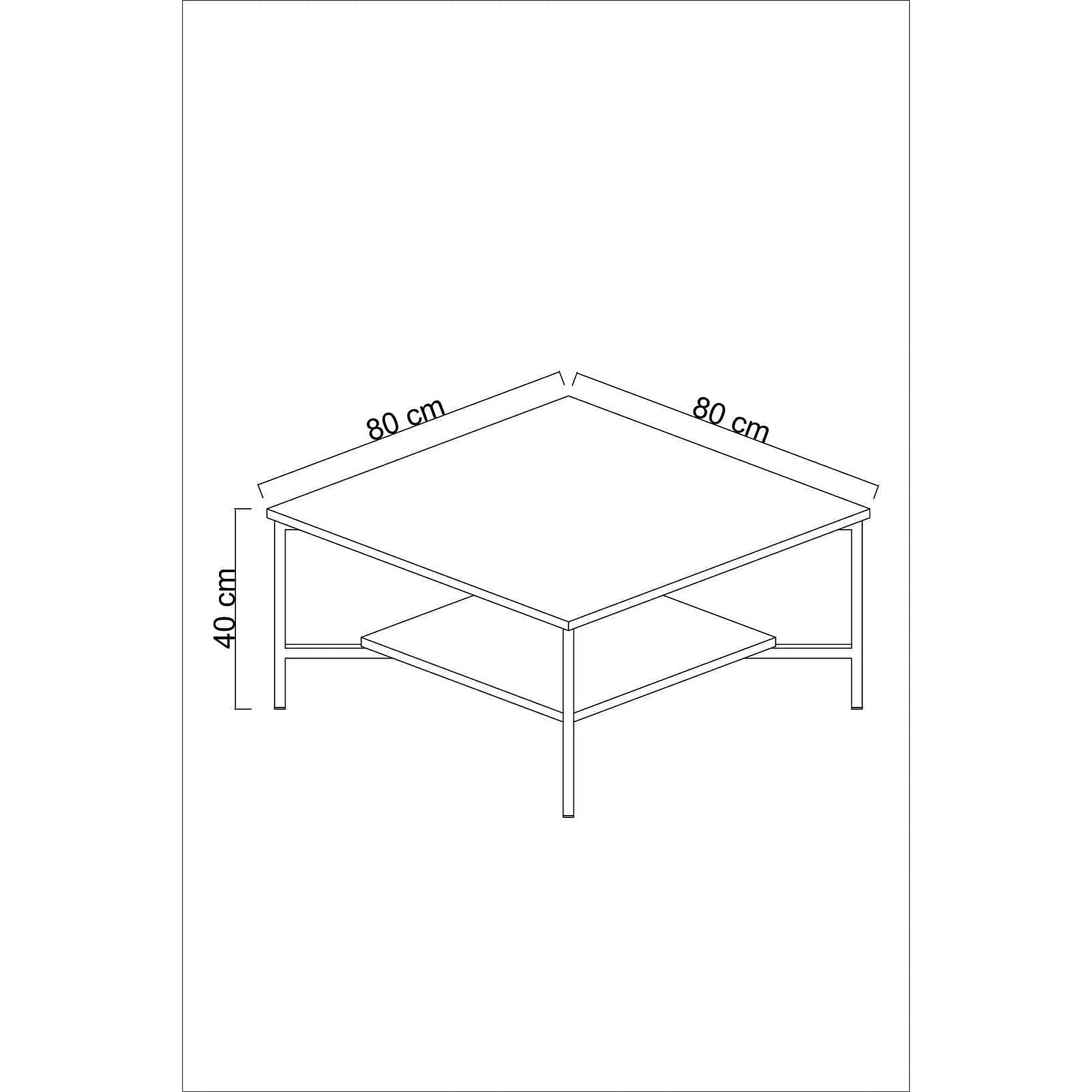 Masuta cafea Black Line, alb/negru, PAL, 80x80x40 cm