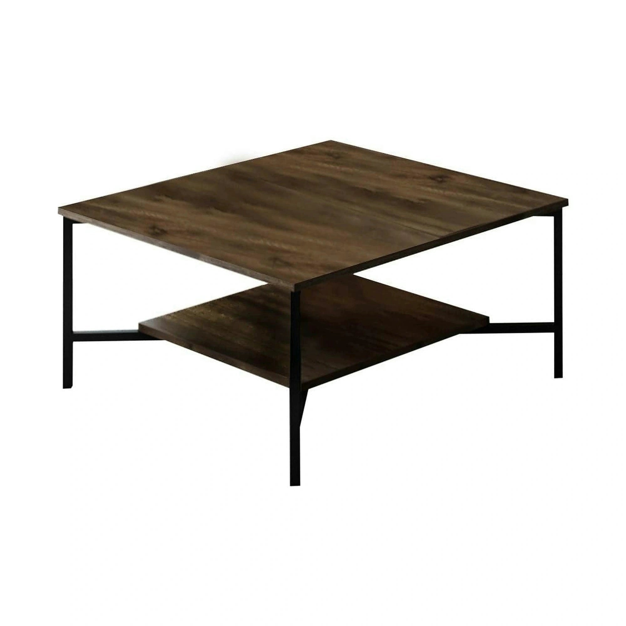 Masuta cafea Black Line, nuc/negru, PAL, 80x80x40 cm