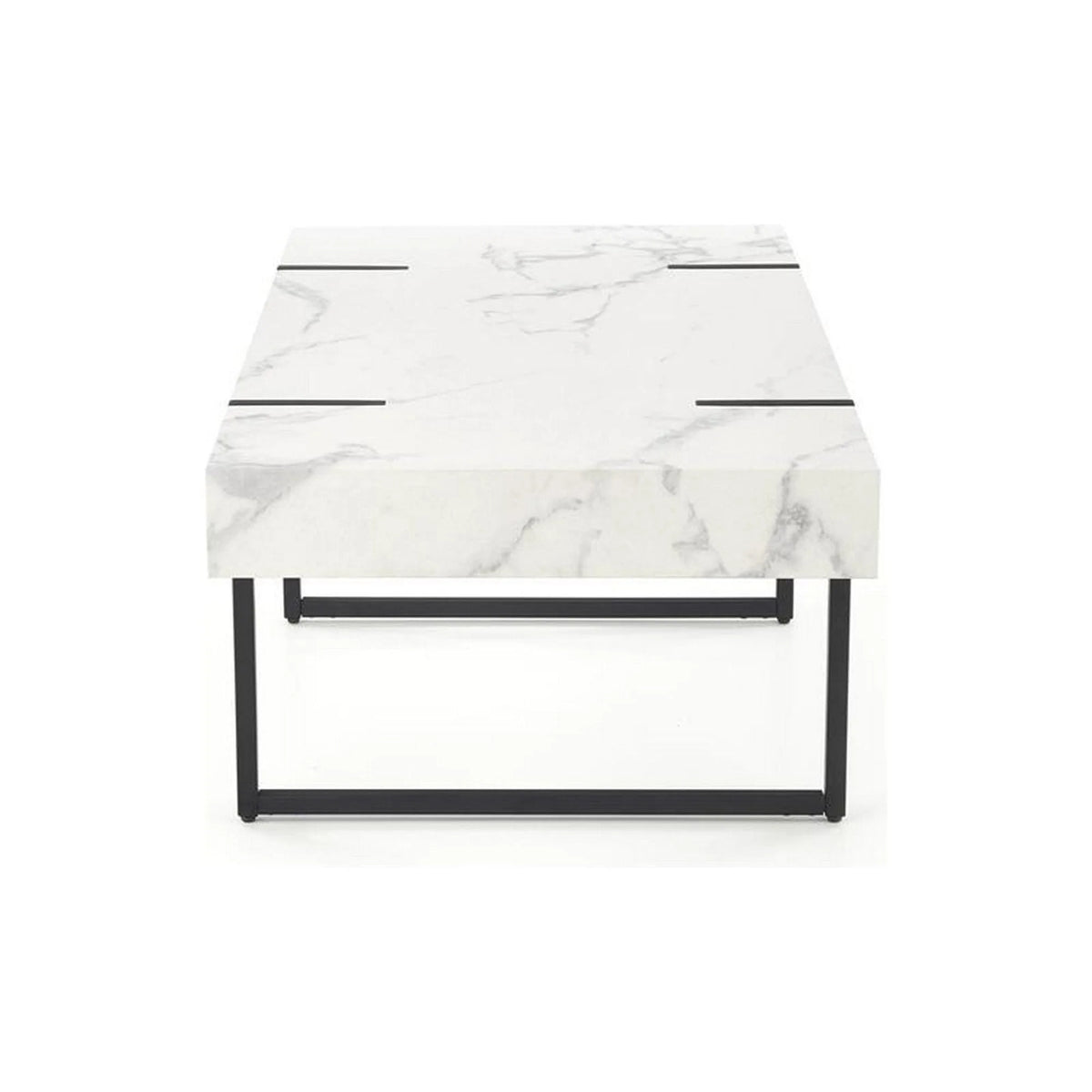 Masuta cafea BLANCA, alb cu efect de marmura/negru, 110x60x43 cm