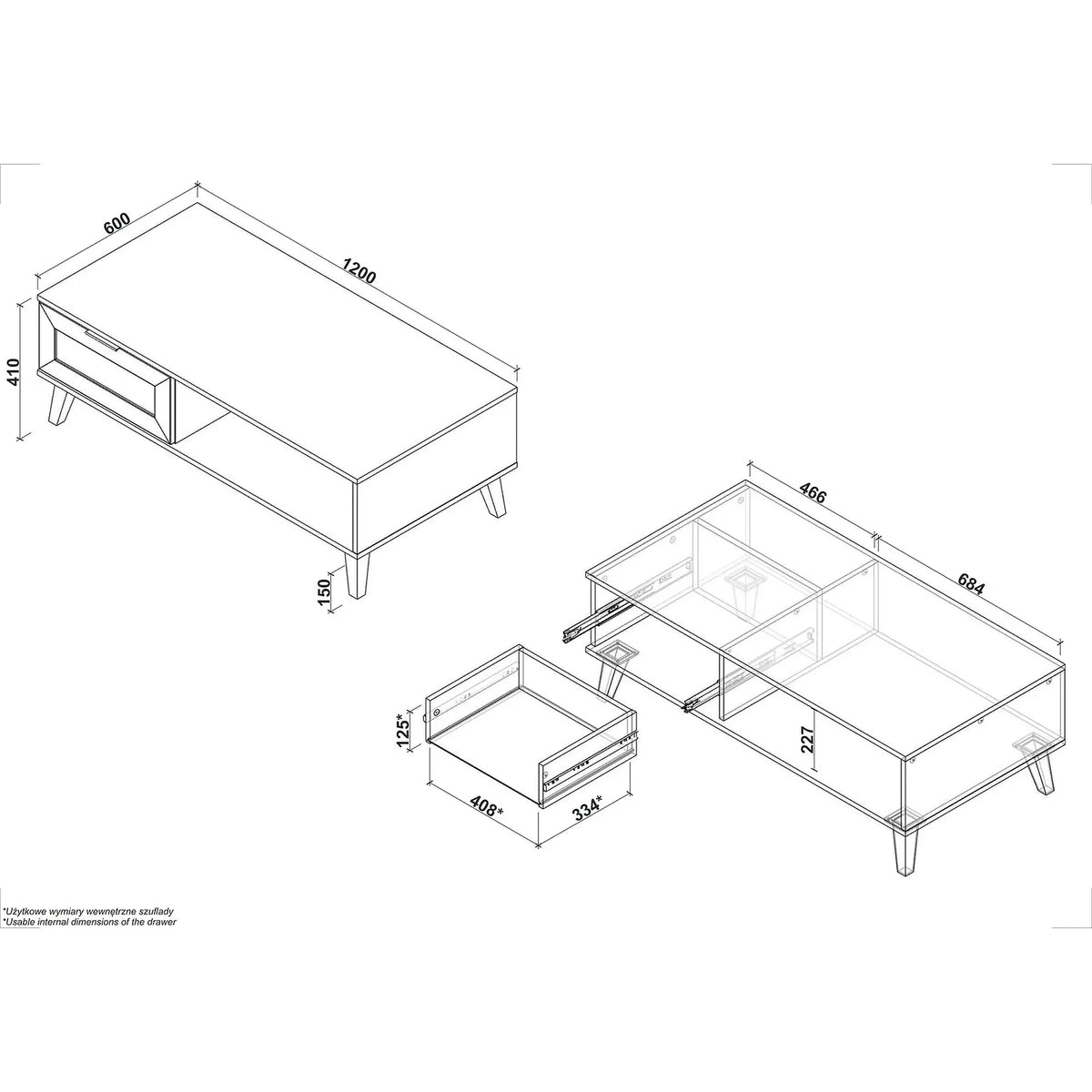 Masuta cafea BORNEO, stejar artisan, PAL laminat, 120x60x41 cm