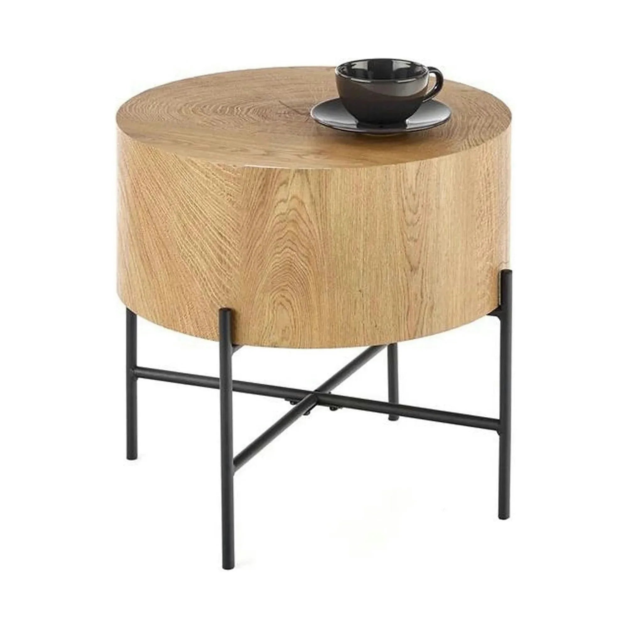 Masuta cafea BROOKLYN S, stejar natural/negru, 45x45x45 cm