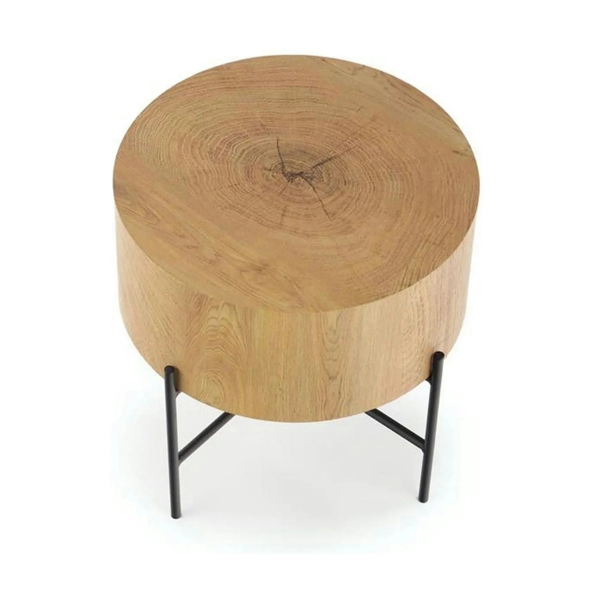 Masuta cafea BROOKLYN S, stejar natural/negru, 45x45x45 cm
