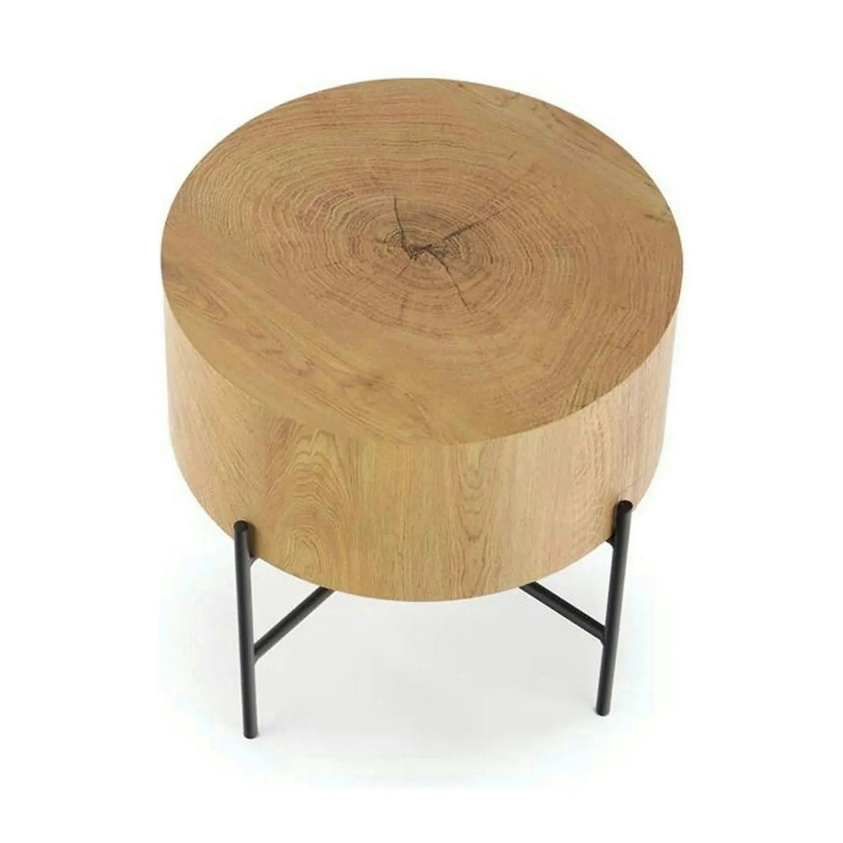 Masuta cafea BROOKLYN S, stejar natural/negru, 45x45x45 cm