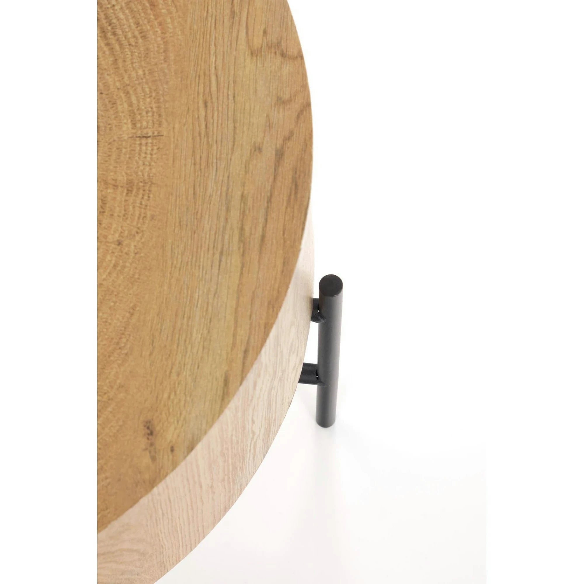 Masuta cafea BROOKLYN S, stejar natural/negru, 45x45x45 cm