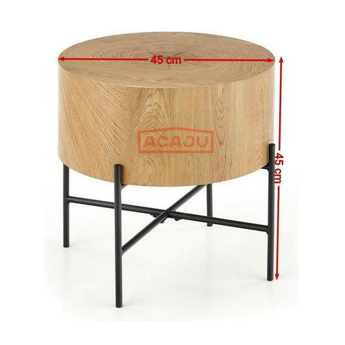 Masuta cafea BROOKLYN S, stejar natural/negru, 45x45x45 cm