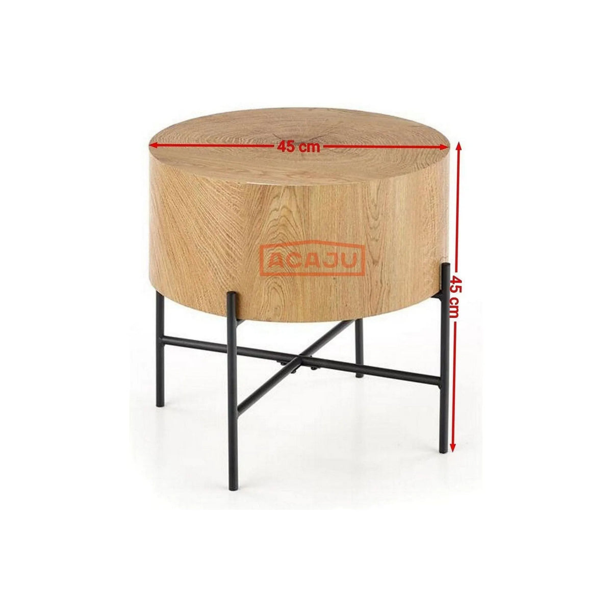 Masuta cafea BROOKLYN S, stejar natural/negru, 45x45x45 cm